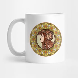 Mucha Flower Wreath Lady 03 Mug